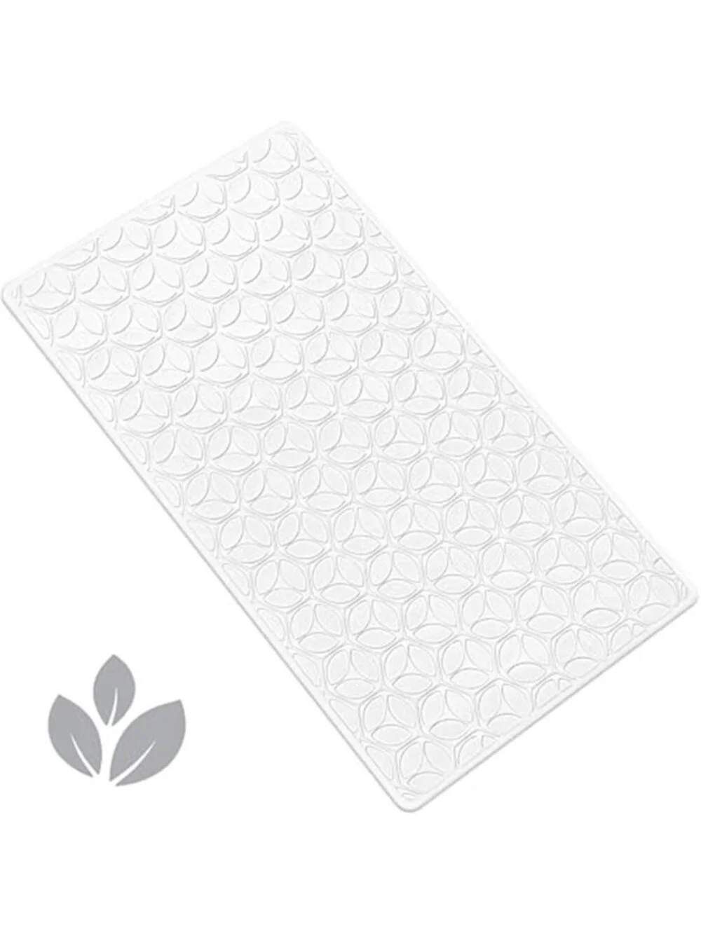 Non Slip Rubber Bath Mat Leaf Design Suction Cup Anti Slip Shower Mat White